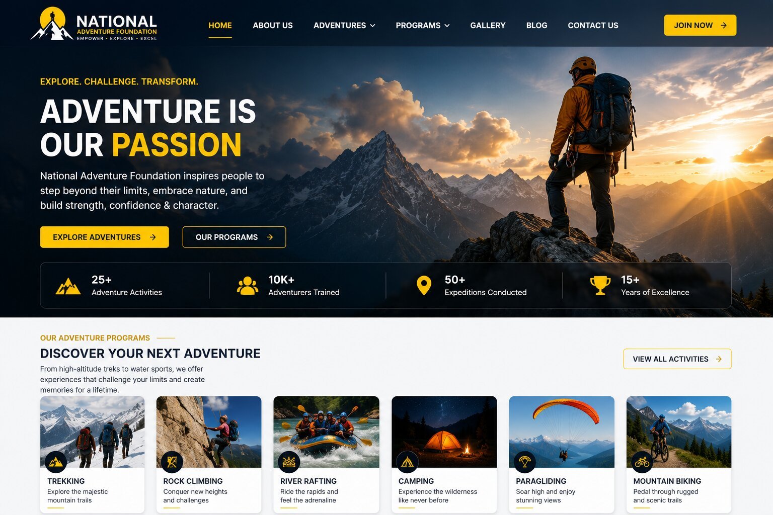 National Adventure Foundation website preview